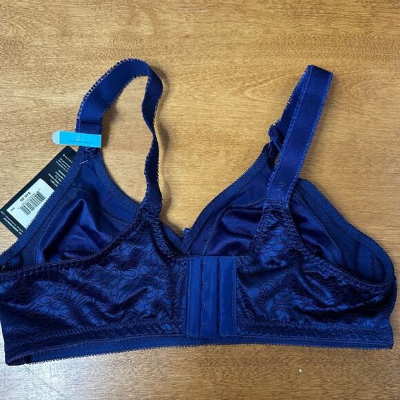 Bali Classic Support Bra Size 38C Navy Blue Sexy Lace Cool Comfort Feminine Bow - Picture 2 of 8